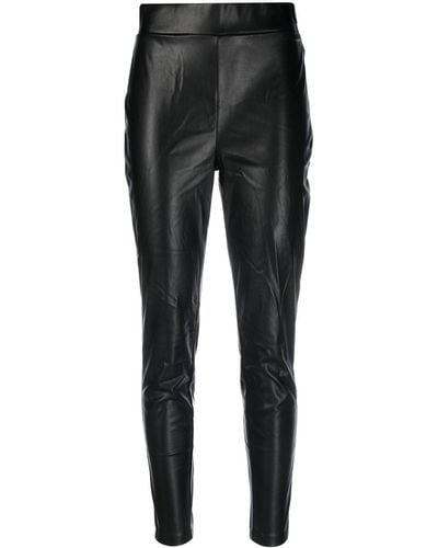 DKNY Slim-cut Faux Leather Trousers - Black