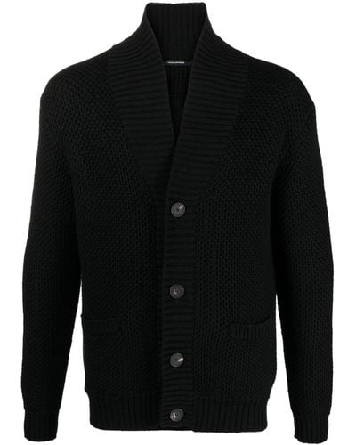Tagliatore Chunky-knit Virgin Wool Cardigan - Black