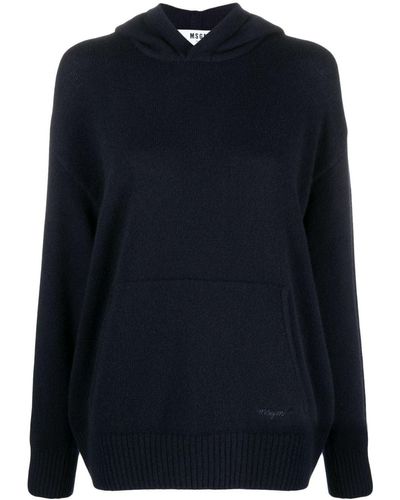 MSGM Sudadera con capucha y logo bordado - Azul