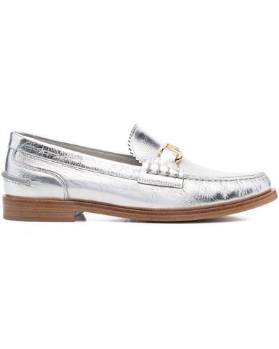 Fendi Loafer mit metallischem Finish - Weiß