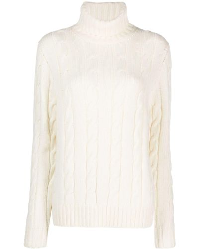 Simonetta Ravizza Roll-neck Cable-knit Sweater - White