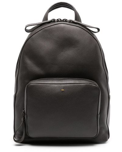 Doucal's Tumbled Leather Backpack - Black