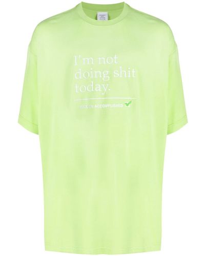 Vetements Slogan-print Cotton T-shirt - Green