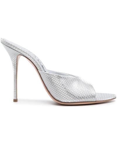 Casadei Scarlet Diadema 100mm Shimmering Mules - White
