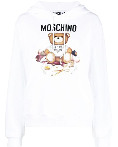 Moschino Sewing Teddy Bear-print Hoodie - White