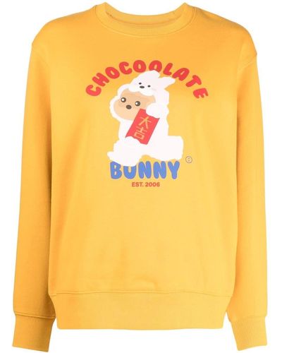 Chocoolate Sweatshirt mit Hasen-Print - Gelb