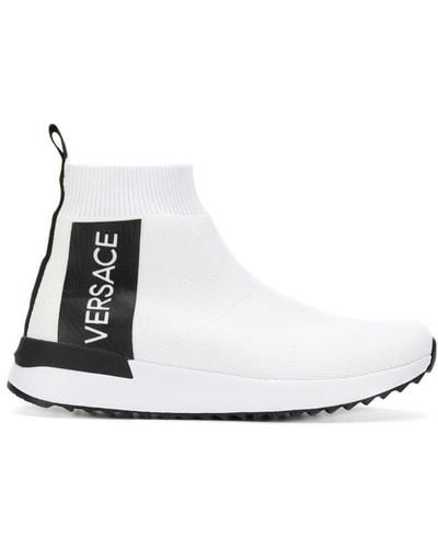 Versace Sock-Sneakers mit Logo - Weiß