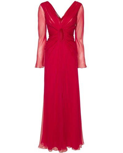 Alberta Ferretti Cut Out-detail Silk Dress - Red