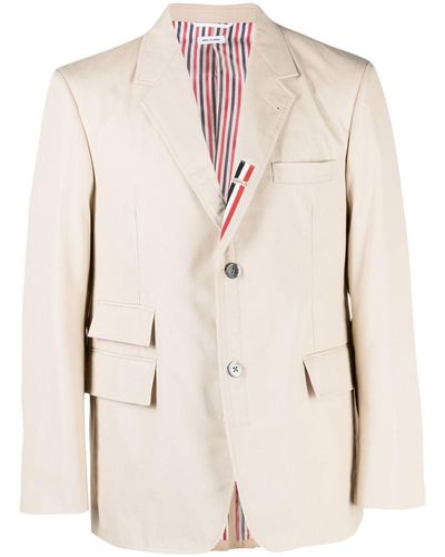 Thom Browne Neutral Single-breasted Jacket - Natural