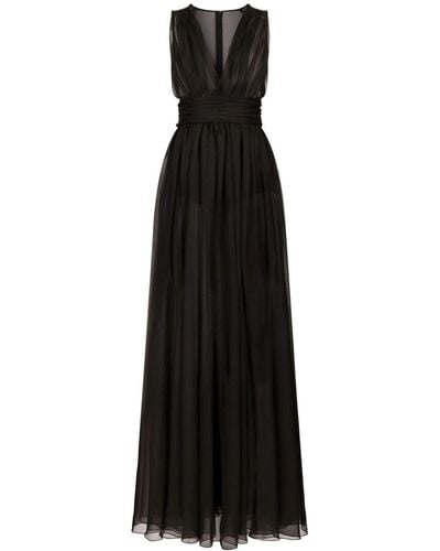 Dolce & Gabbana Pleated Semi-sheer Gown - Black