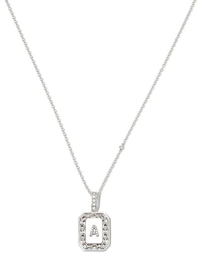 SHAY 18kt White Gold A-initial Bead-chain Necklace - Metallic
