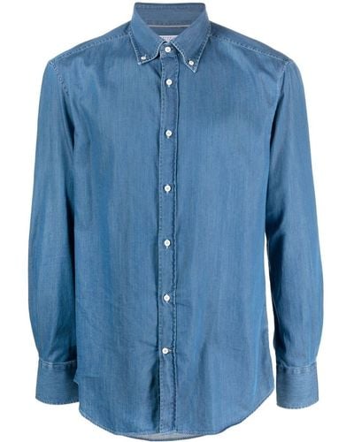 Brunello Cucinelli Chemise en jean à manches longues - Bleu