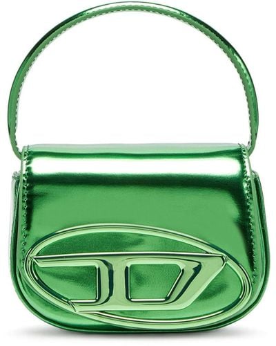 DIESEL 1dr-xs-s-iconic Mini Bag In Mirrored Leather - Green