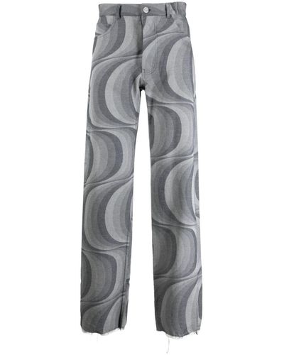 JORDANLUCA Geometric-pattern Faded Trousers - Grey