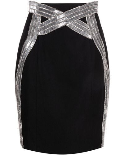Balmain Falda de tubo con lentejuelas - Negro