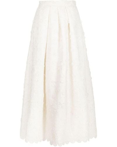 Sachin & Babi Pyaar Floral-appliqué Full Skirt - White