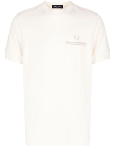 Fred Perry T-shirt en coton à logo brodé - Blanc