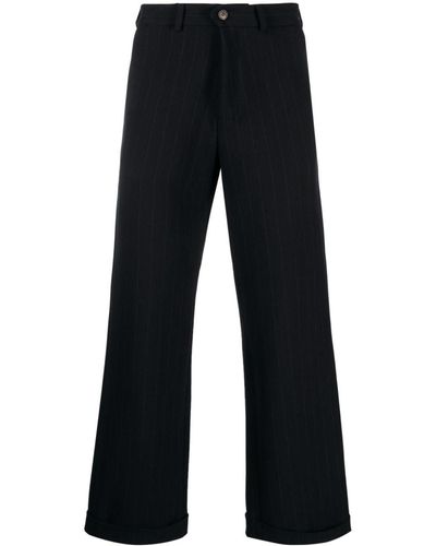 Societe Anonyme Pinstripe-pattern Straight-leg Trousers - Blue