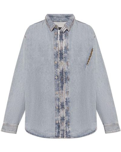 Y. Project Logo-embroidered Denim Shirt - Gray