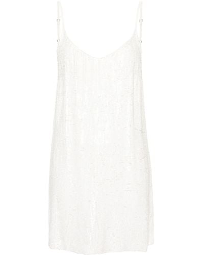 P.A.R.O.S.H. Sequin-embellished Sleeveless Dress - White