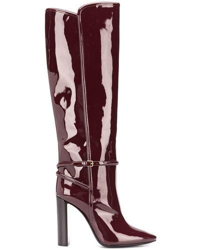 Saint Laurent Patent Pointed Toe Boot - Red