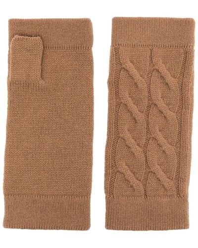 N.Peal Cashmere Fingerlose Handschuhe mit Zopfmuster - Braun