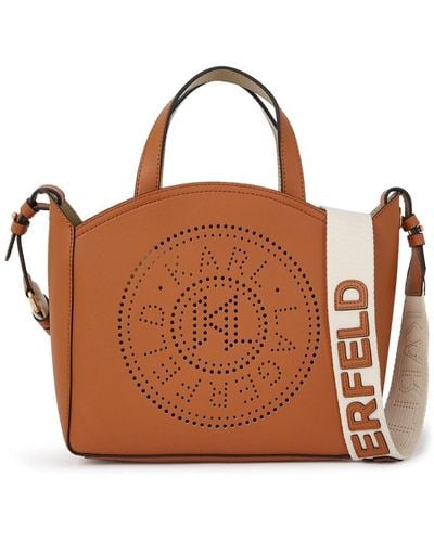 Karl Lagerfeld K/circle Perforated-logo Tote Bag - Brown