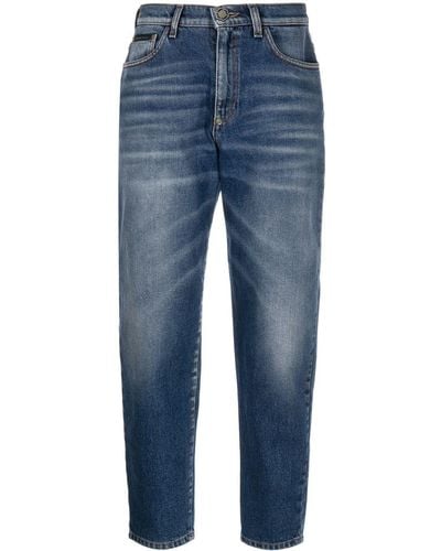 Philipp Plein Gerade High-Rise-Jeans - Blau