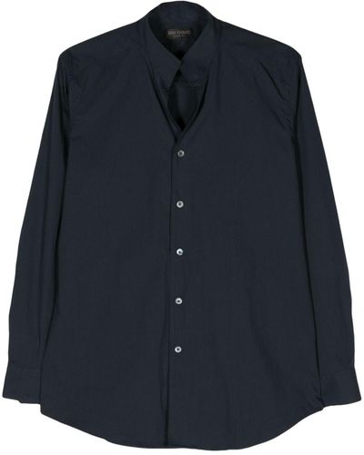 Dell'Oglio Stand-up Collar Buttoned Shirt - ブルー