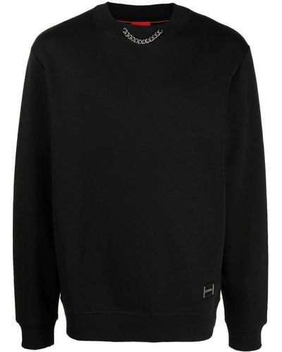 HUGO Chain-collar Cotton Sweatshirt - Black