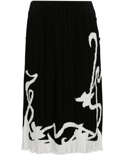 Lanvin Two-tone Pleated Skirt - Black