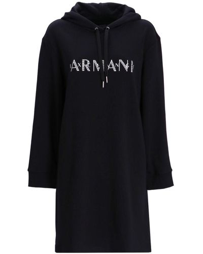 Armani Exchange Logo-print Hoodie Dress - Black