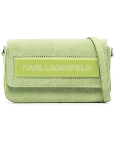 Karl Lagerfeld Ikon K フラップ スエードショルダーバッグ S - グリーン