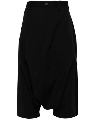 Yohji Yamamoto Drop-crotch Wool Trousers - Black