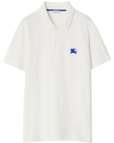 Burberry Ekd-embroidered Cotton Polo Shirt - White