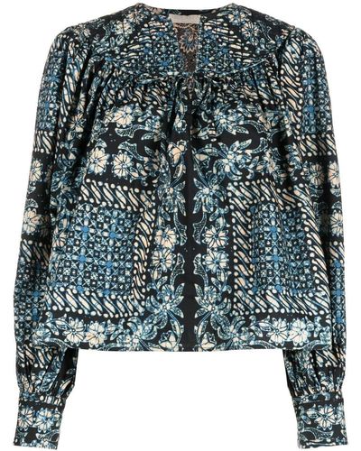 Ulla Johnson Blouse Met Abstracte Print - Blauw