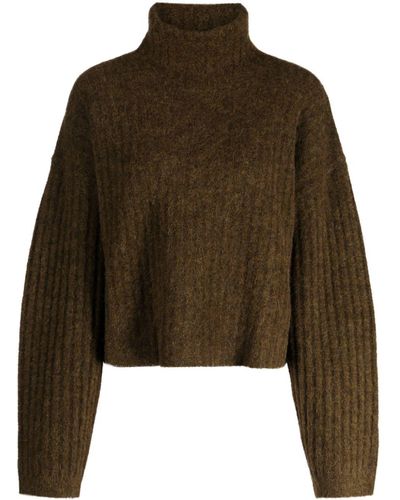 B+ AB Mock-neck Knitted Jumper - Brown