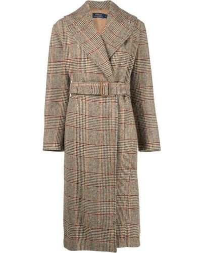 Polo Ralph Lauren Manteau en laine à carreaux - Marron