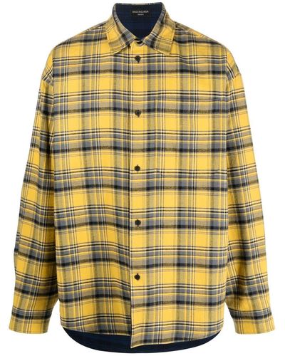 Balenciaga Check-pattern Button-up Shirt - Yellow