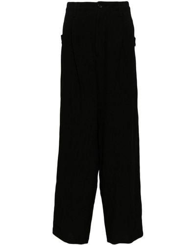 Yohji Yamamoto Mid-rise Loose-fit Trousers - Black