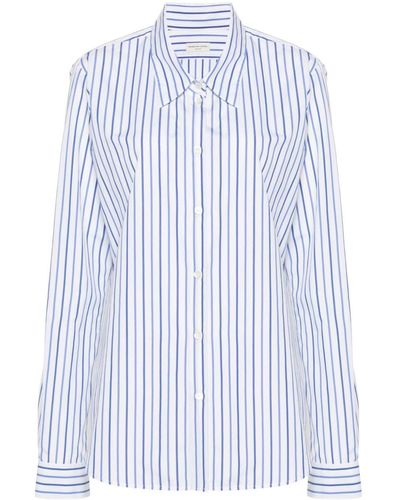 Dries Van Noten Striped Cotton Shirt - Blue