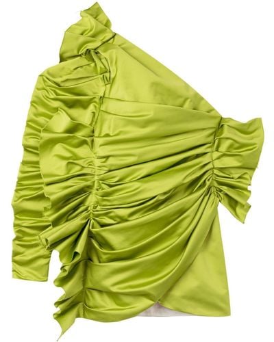 AZ FACTORY Dianthus Ruched One-shoulder Minidress - Green