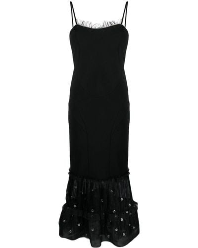 Off-White c/o Virgil Abloh Eyelet-embellished Flared Maxi Dress - Black