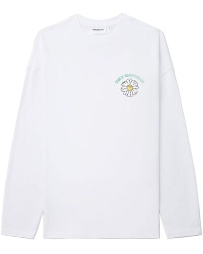 Chocoolate Camiseta con bordado floral - Blanco