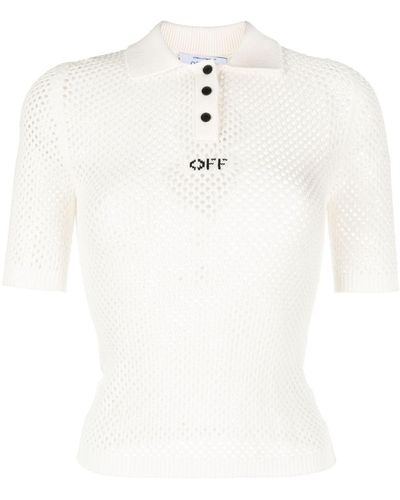 Off-White c/o Virgil Abloh Logo-intarsia Open-knit Top - White