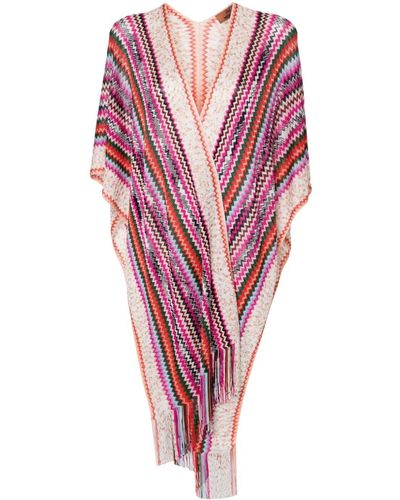 Missoni Zickzack-Cape mit Lochstrickmuster - Pink