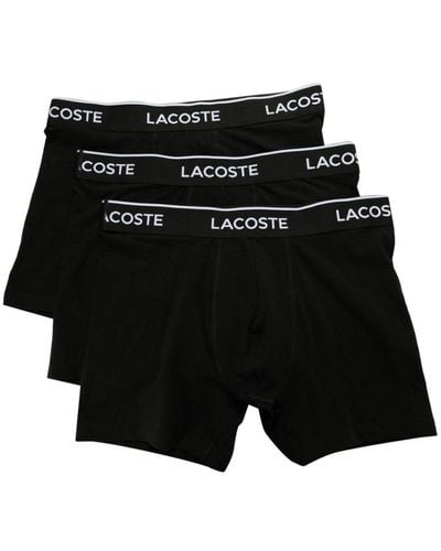 Lacoste Logo-waistband Slip-on Boxers (pack Of Three) - Black