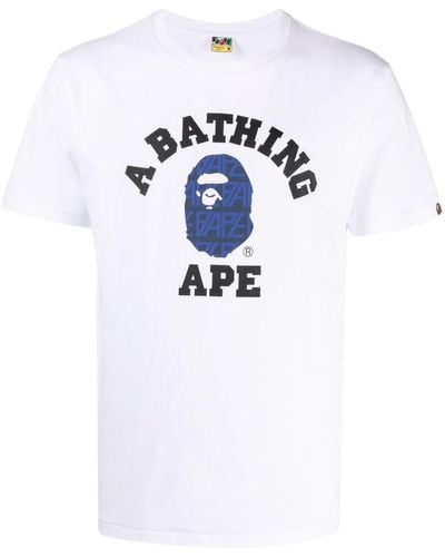 A Bathing Ape Logo-print Cotton T-shirt - Blue