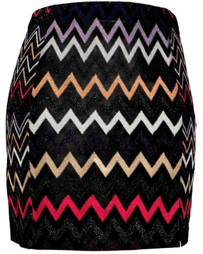 Missoni Minifalda de punto en zigzag - Negro