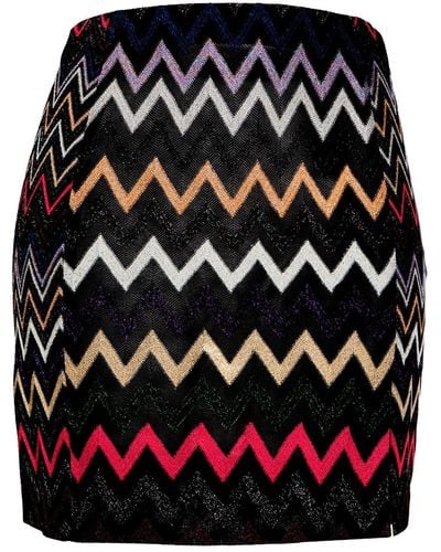 Missoni Zig Zag Pattern Mini Skirt - Black